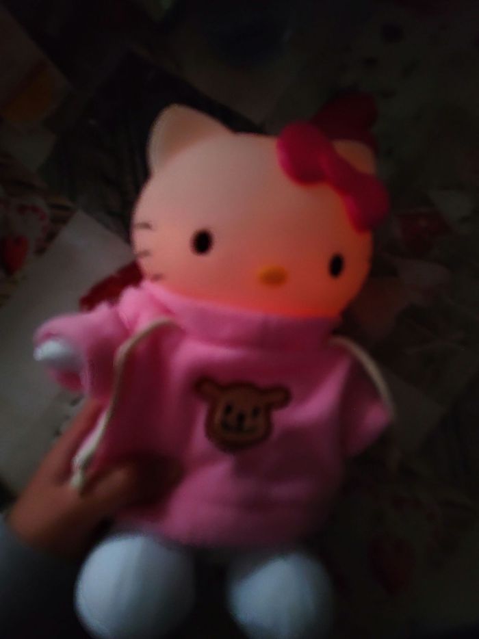 peluche doudou veilleuse hello kitty sanrio sweat à capuche rose - photo numéro 8