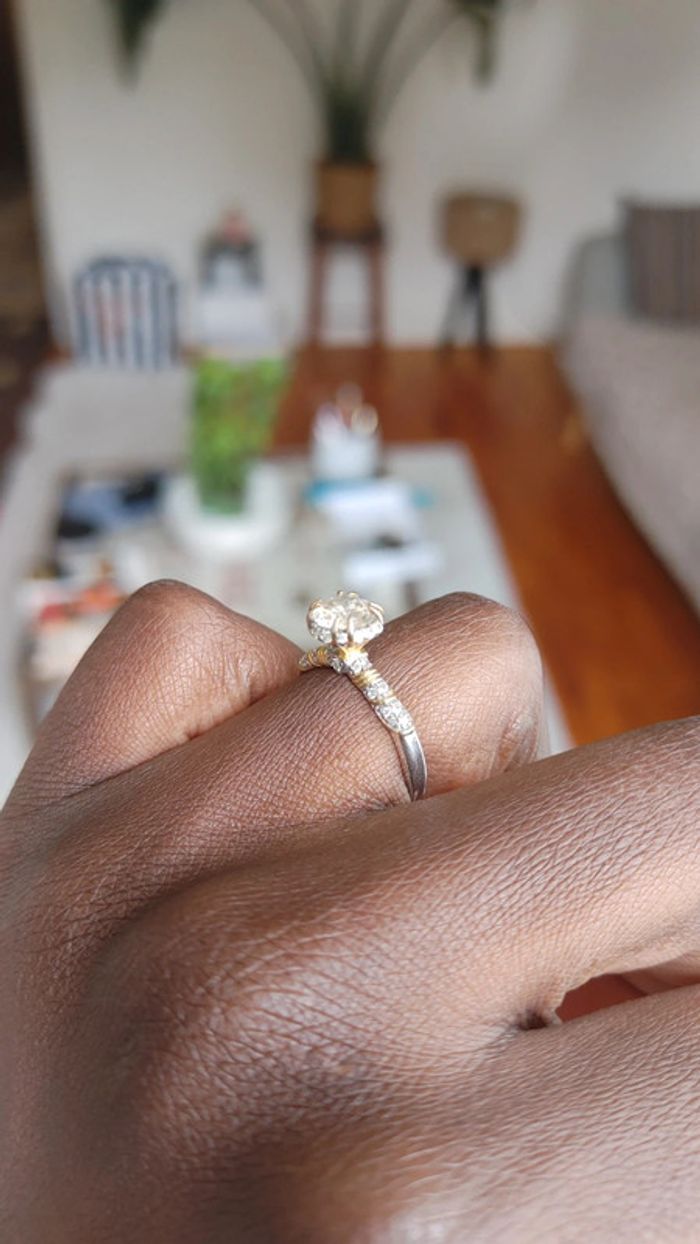 Magnifique bague solitaire en argent véritable 975 et moissanite 1 carat très très brillante - photo numéro 8