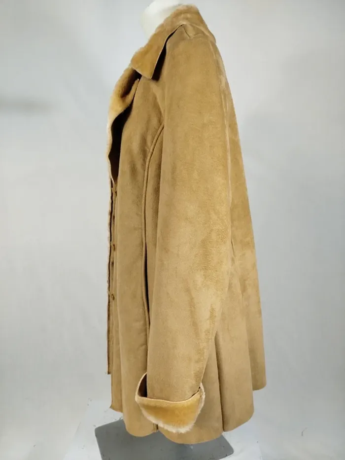 Manteau mi-long femme en fausse fourrure - Veste longue effet daim - Très chaud - Pièce Vintage A266 - photo numéro 8