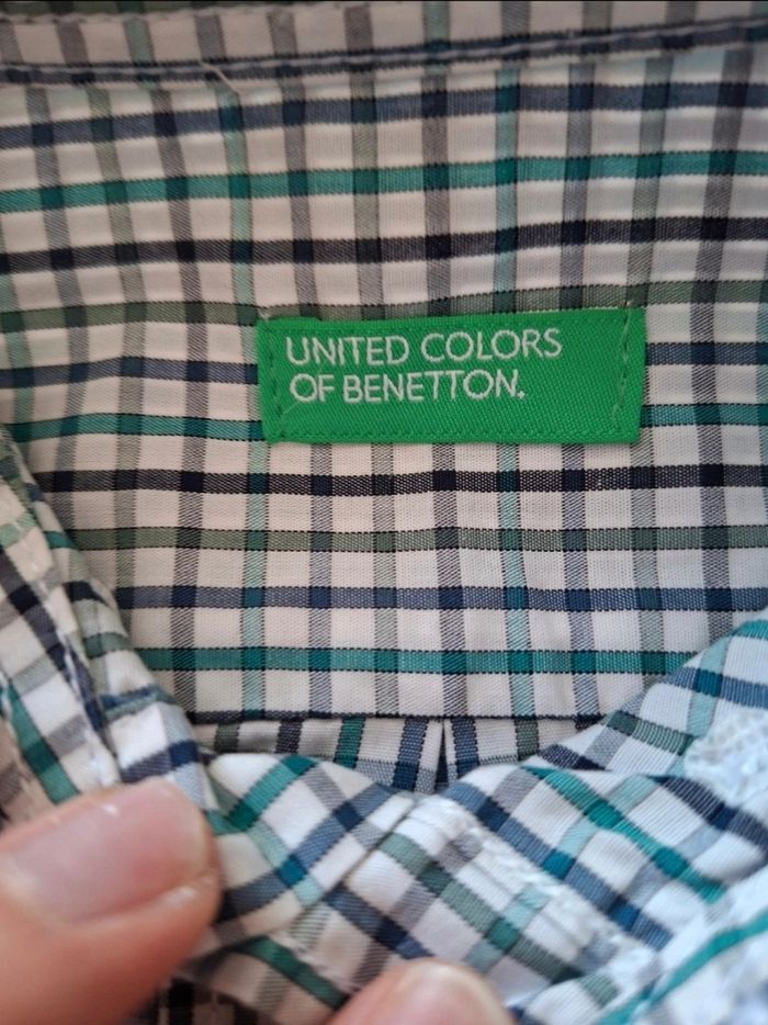 chemise à carreaux verte et bleu garçon 2 ans 90 cm - photo numéro 2