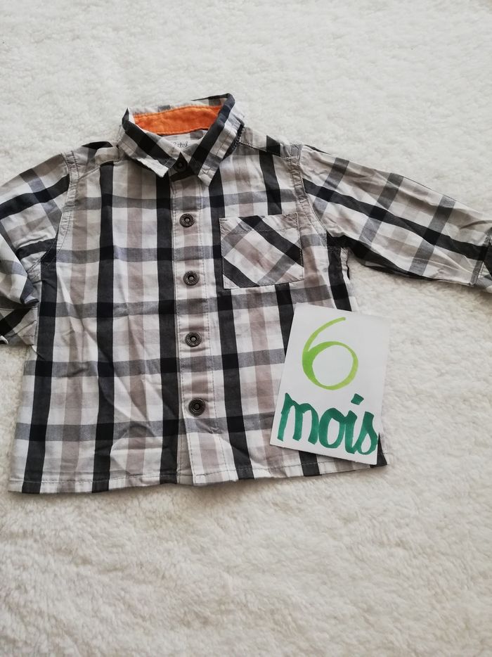 Chemise à carreaux noir garçon 6 mois kitchoun