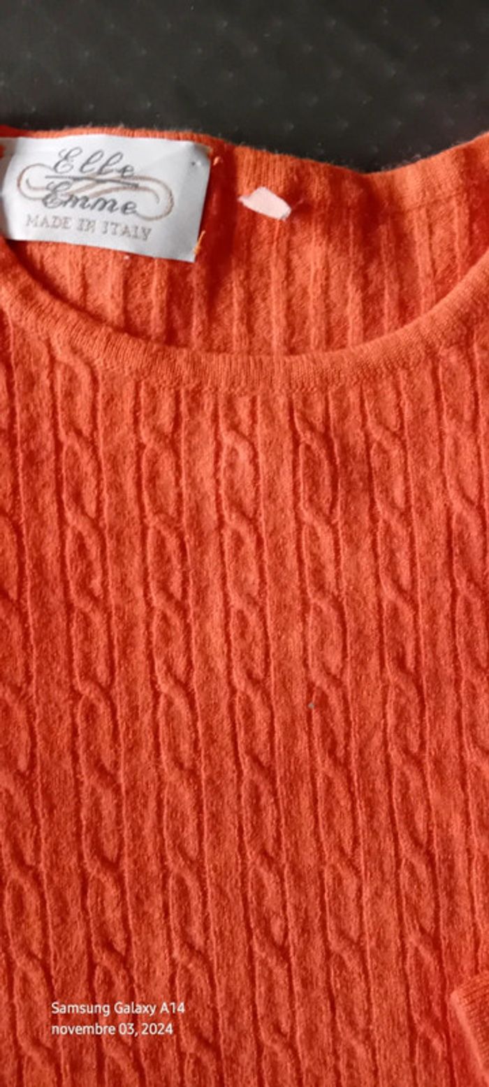 Pull court maille torsadée corail femme S Emme elle made in Italia - photo numéro 4