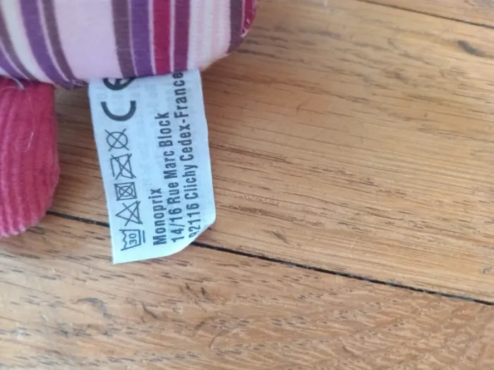 Peluche doudou animal renne monoprix bordeaux - photo numéro 6