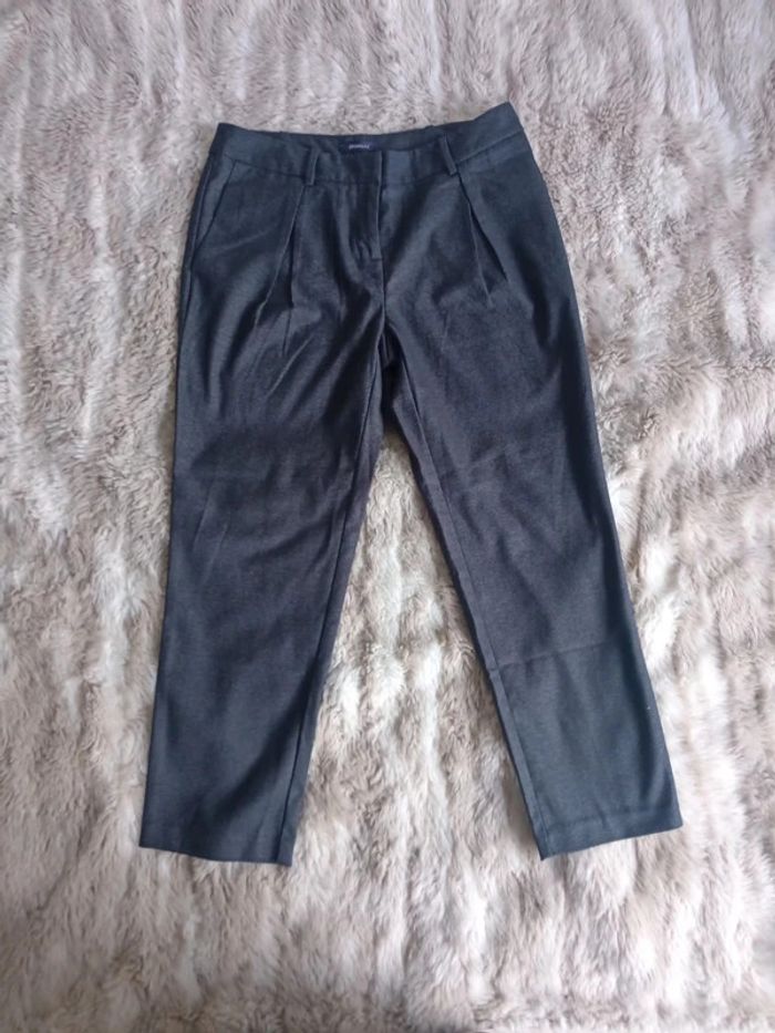 Pantalon court cigarette T38 pied de poule gris noir - Promod