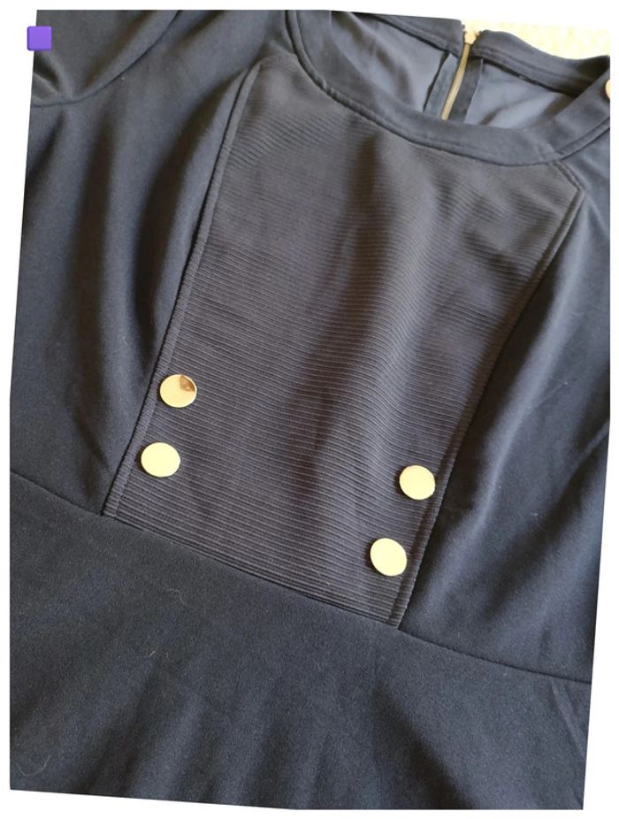 Blouse bleue à manches courtes marin boutons dorés, casual, pro - photo numéro 2