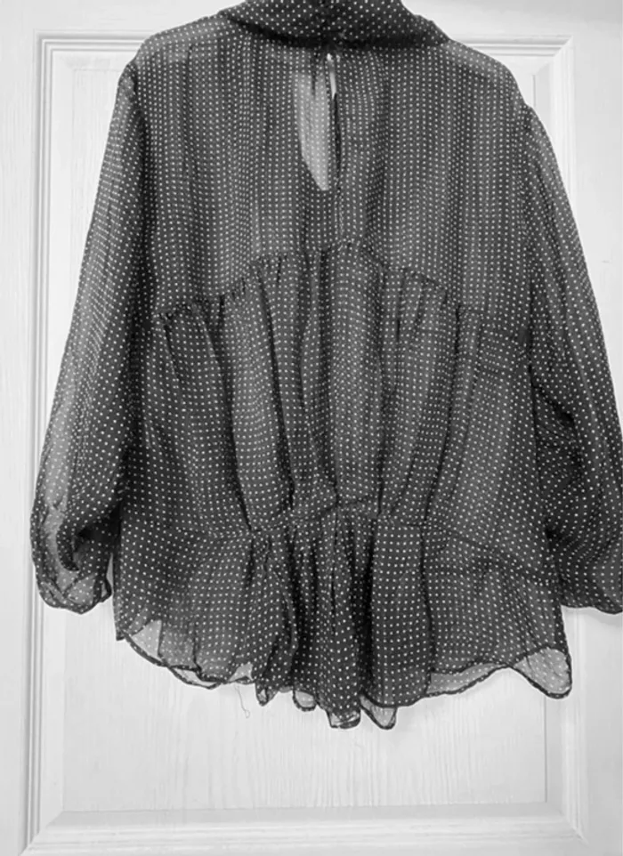 Belle blouse Zara XL - noire transparente avec petit pois. Très bon état - photo numéro 5
