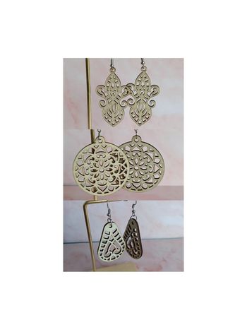 Trio de paires de boucles d'oreilles en bois