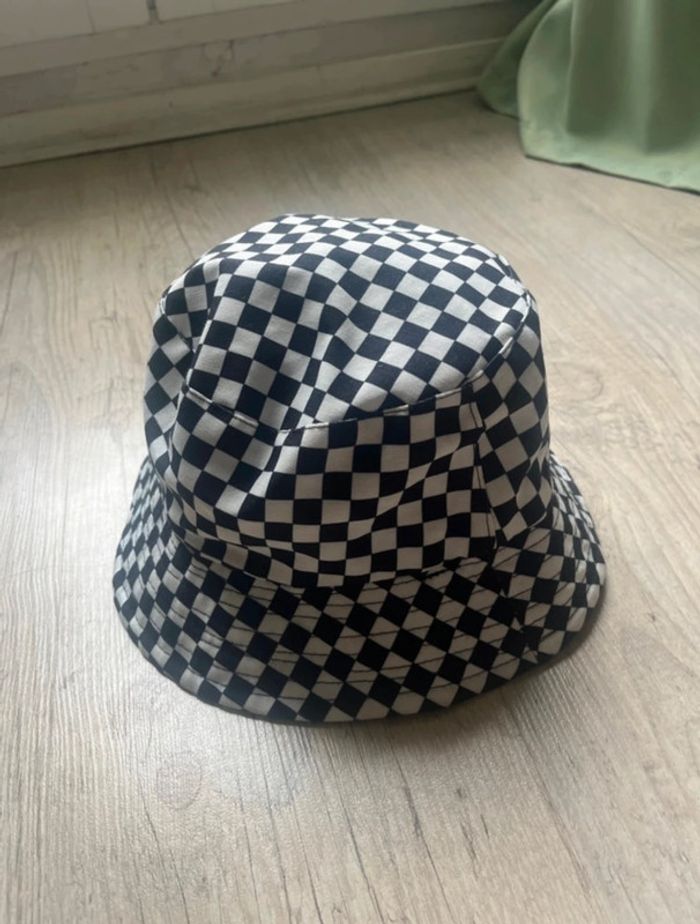 Chapeau bob réversible (noir/damier)