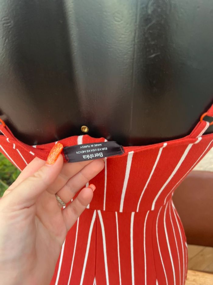 Combinaison d’été bershka à rayures rouille à bretelles taille XS 34 - photo numéro 5