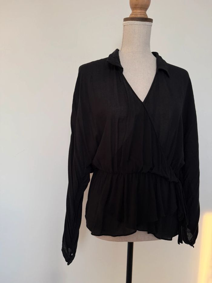Chemise blouse camicetta Camisa blusa shirt camicia overhemd Folder manches noir femme longue - photo numéro 4