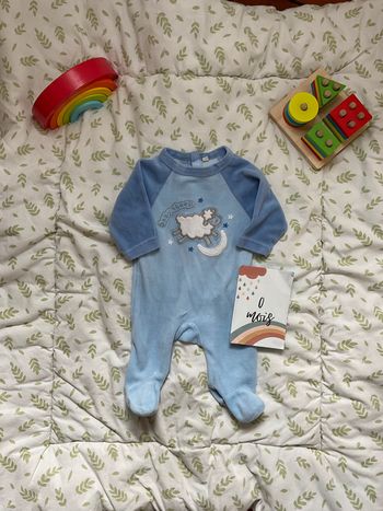 pyjama grenouillère en velours bleu 0 mois