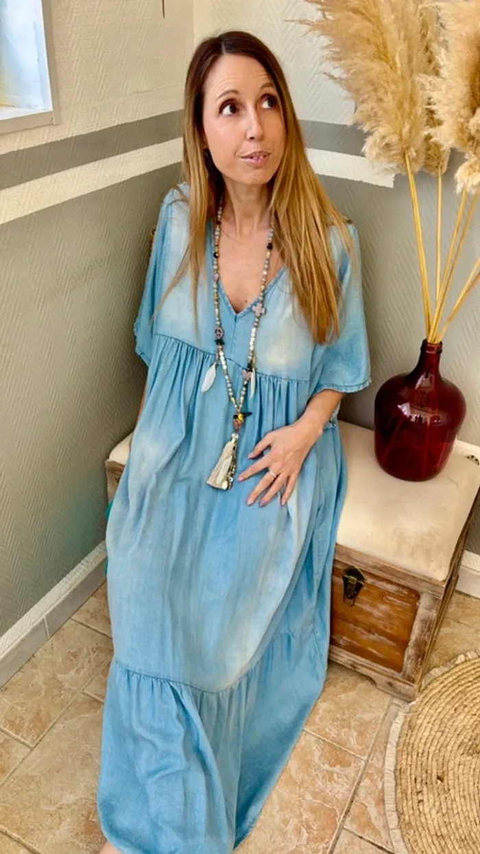 Robe longue jean bohème maxi confort et grande taille - photo numéro 6