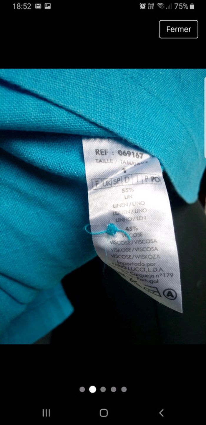 🌻 Blouse turquoise en lin - photo numéro 6