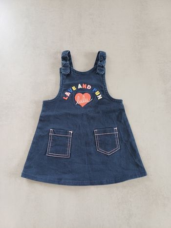 Robe bébé fille salopette bleue marine Lulu Castagnette 6 mois comme neuve