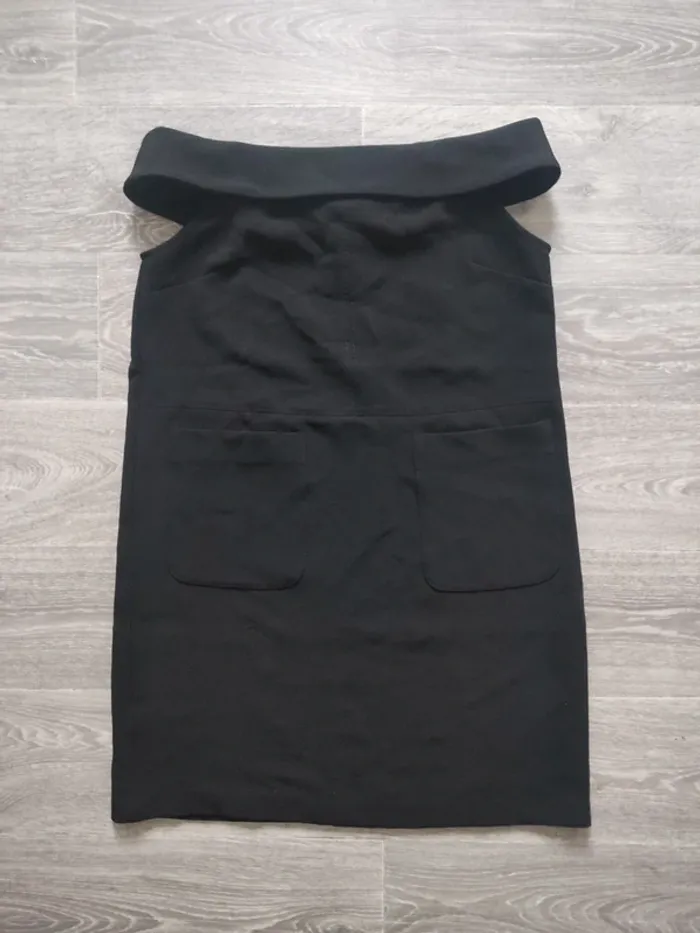 Robe mi-longue manches courtes col bardot noir avec poches taille 38 / 40 See U Soon - photo numéro 8