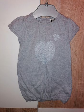 Robe pull grise motif cœur tape à l'œil 12 mois