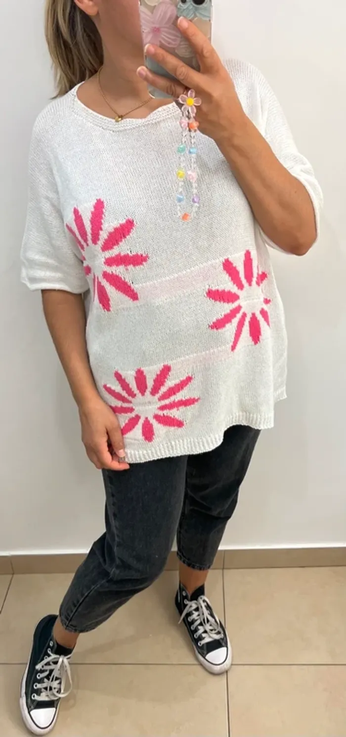 Pull large avec fleurs - photo numéro 5