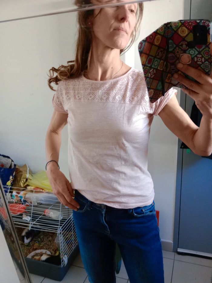 T-shirt fille 16 ans rose pâle c48 - photo numéro 2