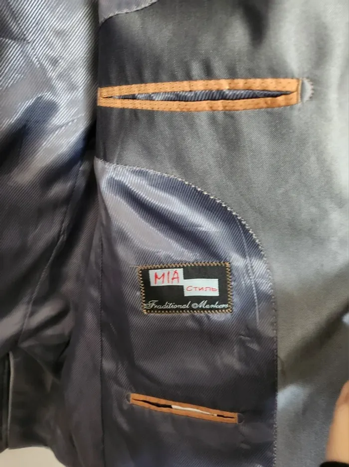 veste de costume homme grise satinée taille S Mia excellent état - photo numéro 5