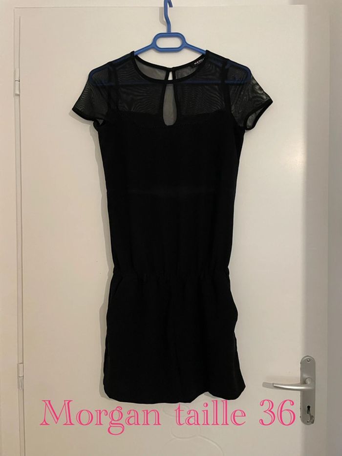 Combinaison short Combishort noir à manches courtes haut dentelle Morgan taille 36