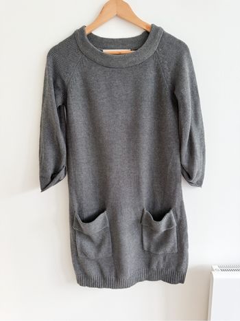 Robe hiver grise manches 3/4 Zara knit taille 38 M
