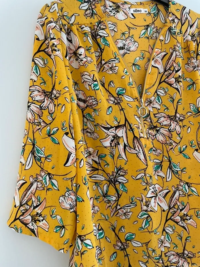 Blouse jaune fleuri Gemo 38 - photo numéro 2