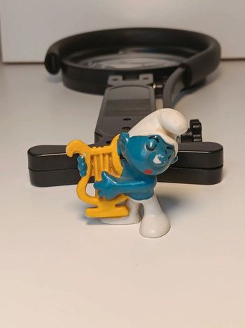 Figurine vintage schleich 1974 Schtroumpf harpe made in hong kong