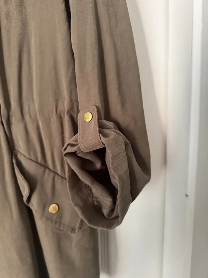 Veste saharienne neuve kaki boutons pression dorés ceinture taille - photo numéro 5