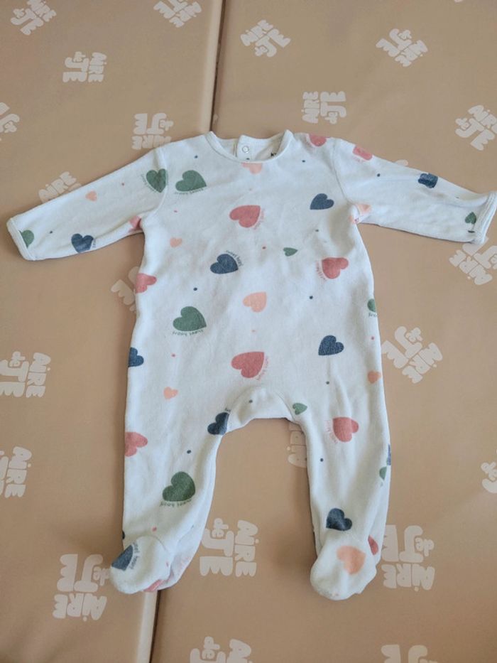 Pyjama polaire mixte 6 mois – motif cœur