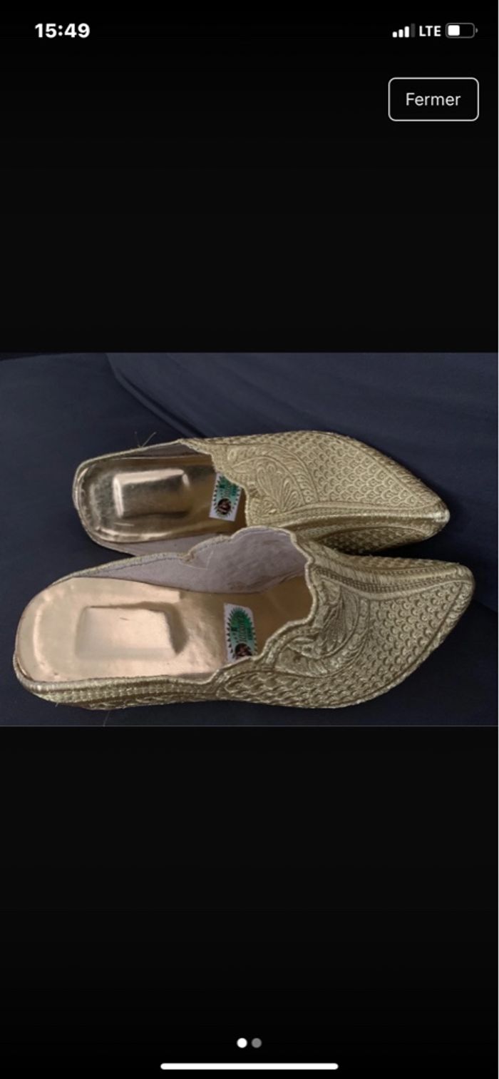 babouche talon doré