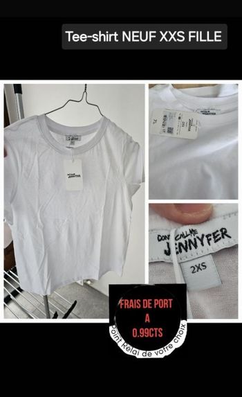 Tee-shirt neuf oversize  blanc xxs 2xs fille / femme / adolescente
