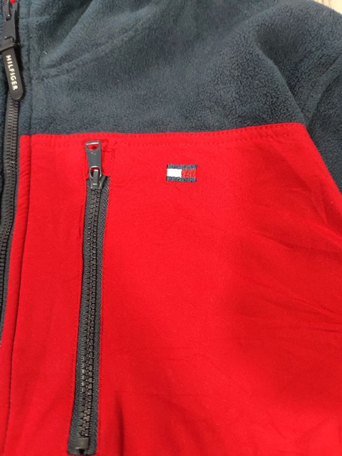 Veste Polaire à Capuche Full Zip Tommy Hilfiger Bleu Marine Logo Brodé Taille 2XL Homme - photo numéro 3