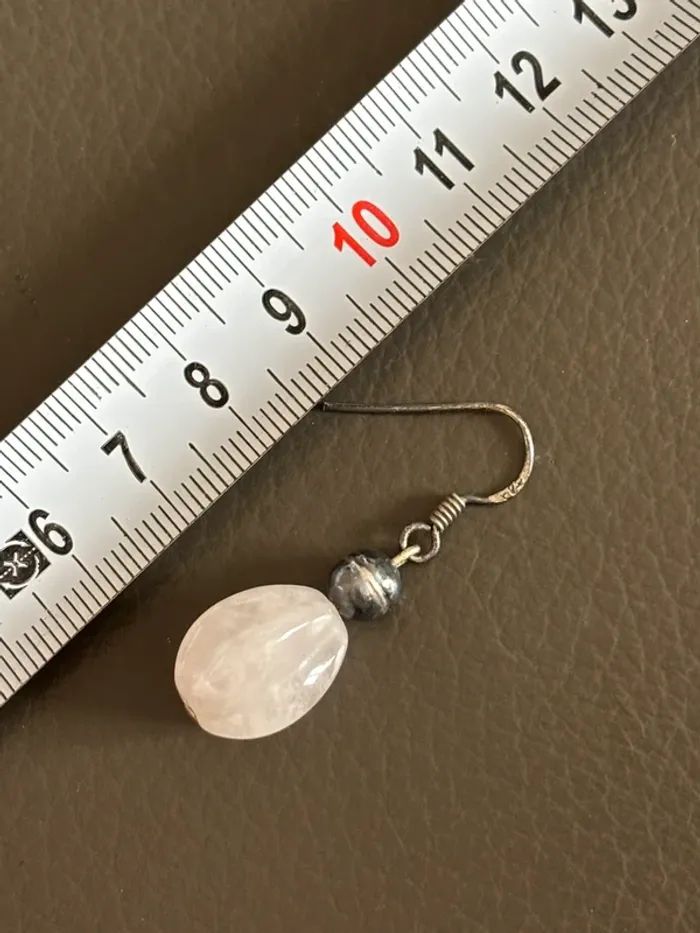 Boucles d’oreilles en argent et quartz rose - photo numéro 6