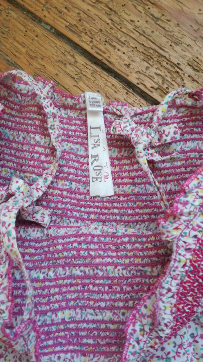 Combinaison pantalon fleurie lisa rose taille 4 ans - photo numéro 4