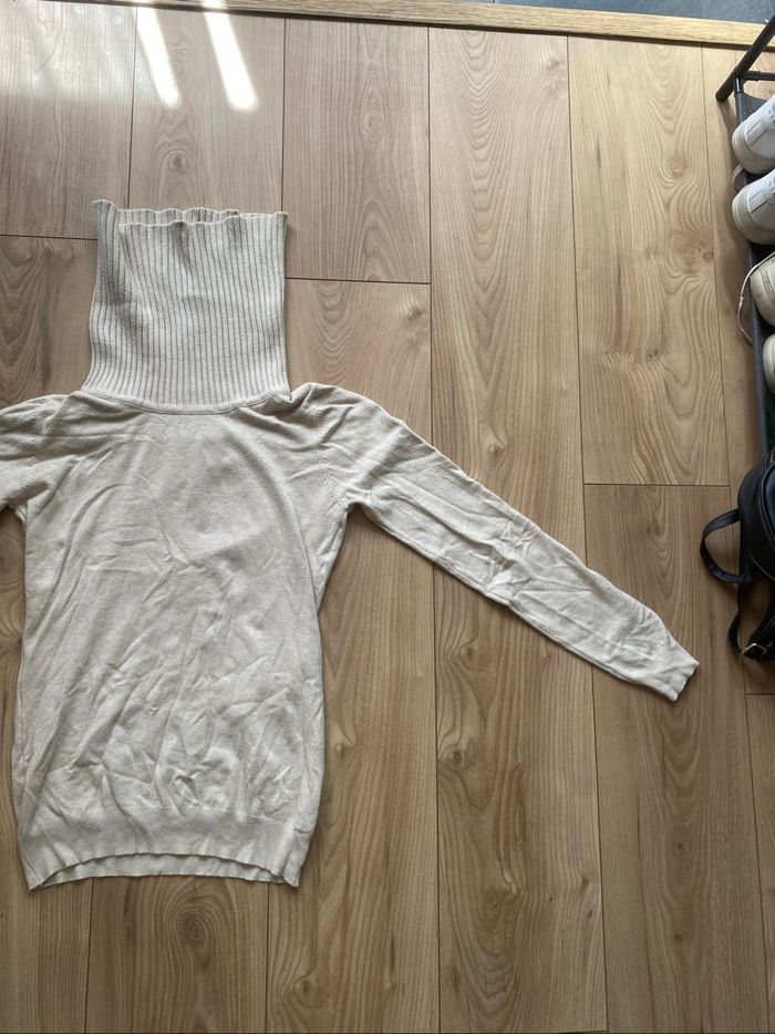 Pull col roulé beige - photo numéro 4
