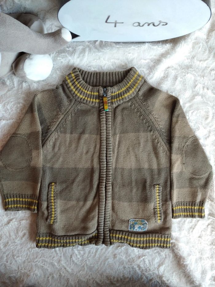 Gilet zippé maille Garçon 4 ans Sergent major 100% coton - photo numéro 2