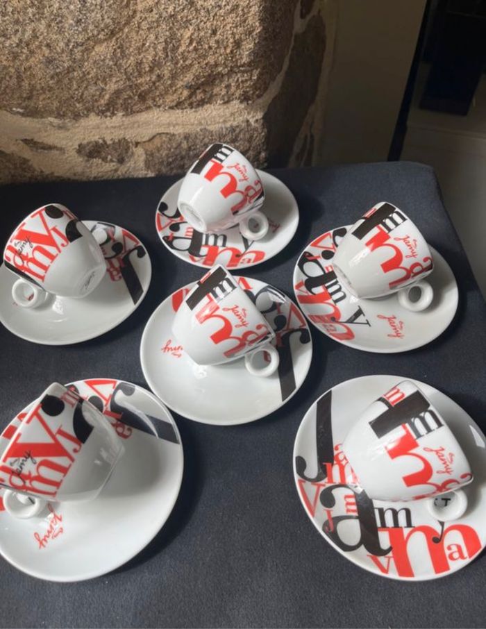 Lot de 6 tasses et 6 sous tasses à café Jamy Vintage - photo numéro 2