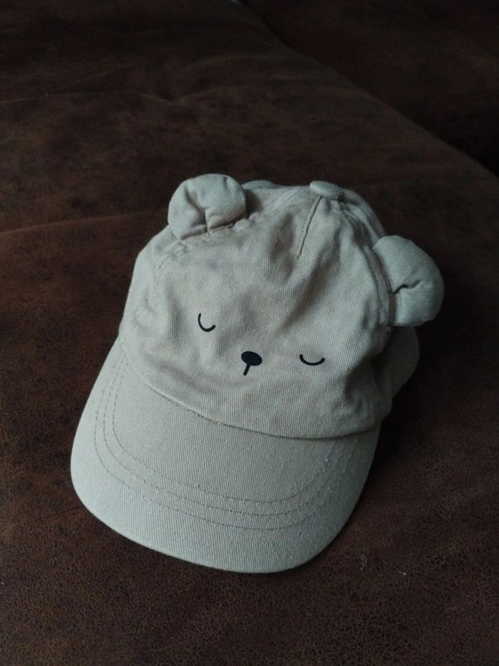 Casquette ourson beige/marron garçon 47cm