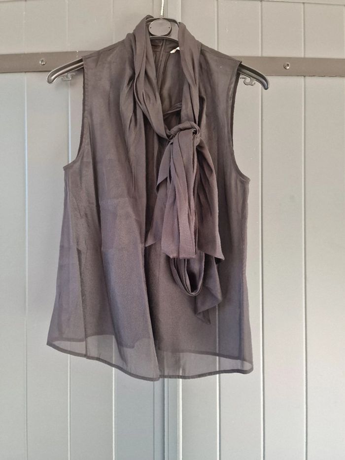 Debardeur noir tulle col lavallière - photo numéro 3