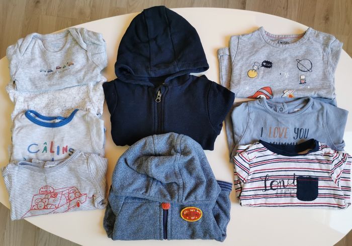 Lot bodys tee shirts gilets 12 mois