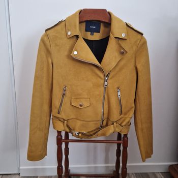 Veste Suédine Style Perfecto Moutarde, Taille 40