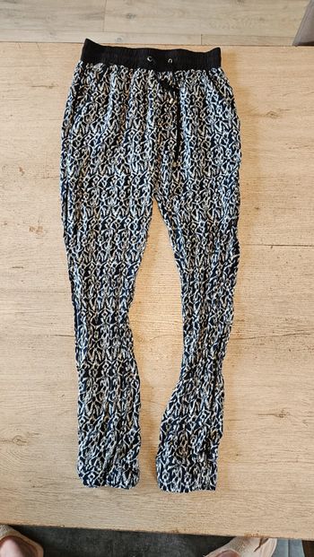Pantalon d été léger, noir et blanc, F de la passion, S, peu mis