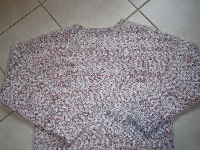 Pull doux chiné blanc/rouge Taille 42 - photo numéro 8