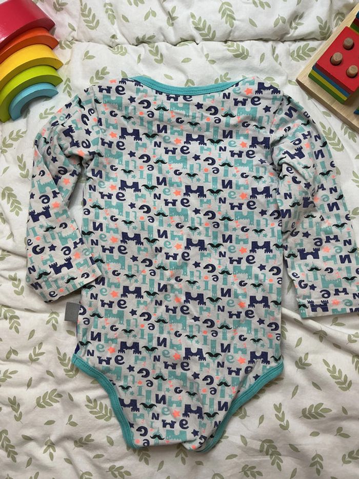 body manches longues gris et violet petit beguin 24 mois - photo numéro 7