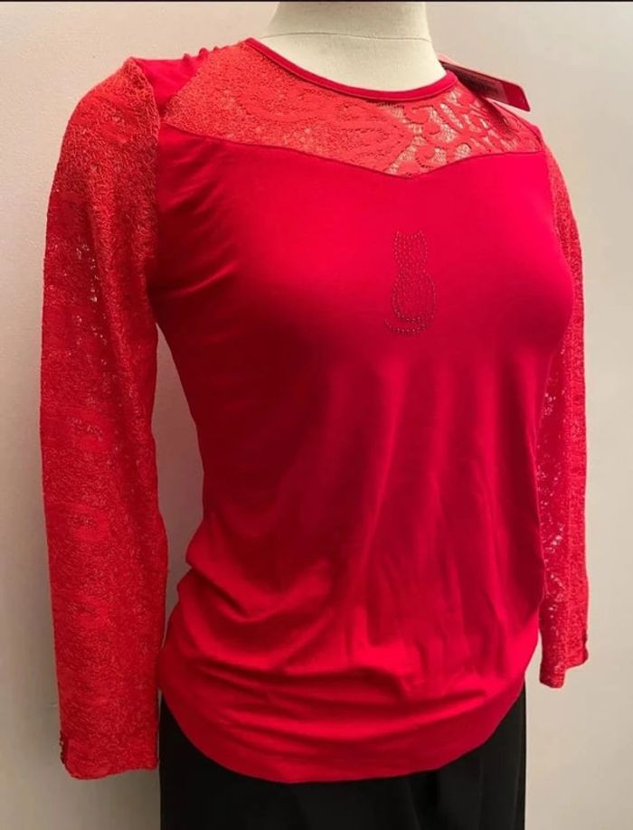 Magnifique t-shirt chat dentelle