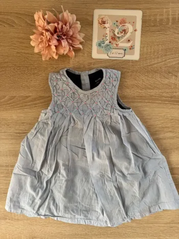 Robe bleu ciel Kiabi 12 mois TBE