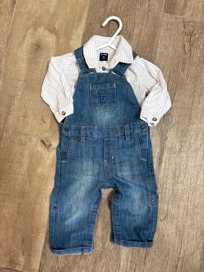 Lot chemise et salopette kiabi/obaibi jean chemise à rayures