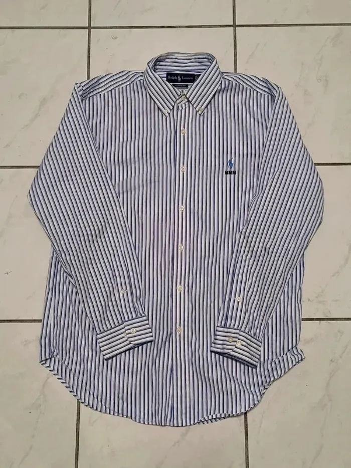 Chemise Ralph Lauren rayée bleu/blanc – Classic Fit – Vintage Y2K - photo numéro 11