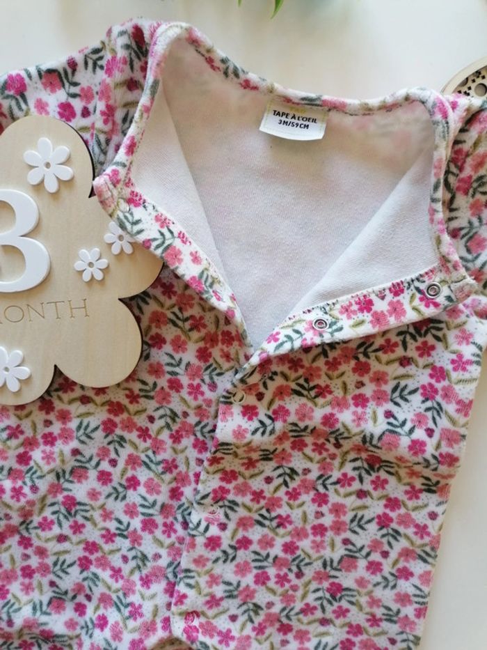 Lot de deux pyjamas fleuris - Tape à l'oeil - 3 mois - photo numéro 3