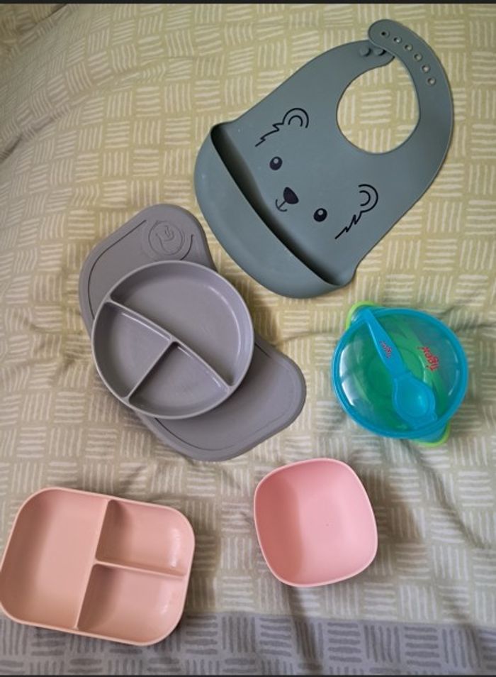 Lot accessoires repas silicone